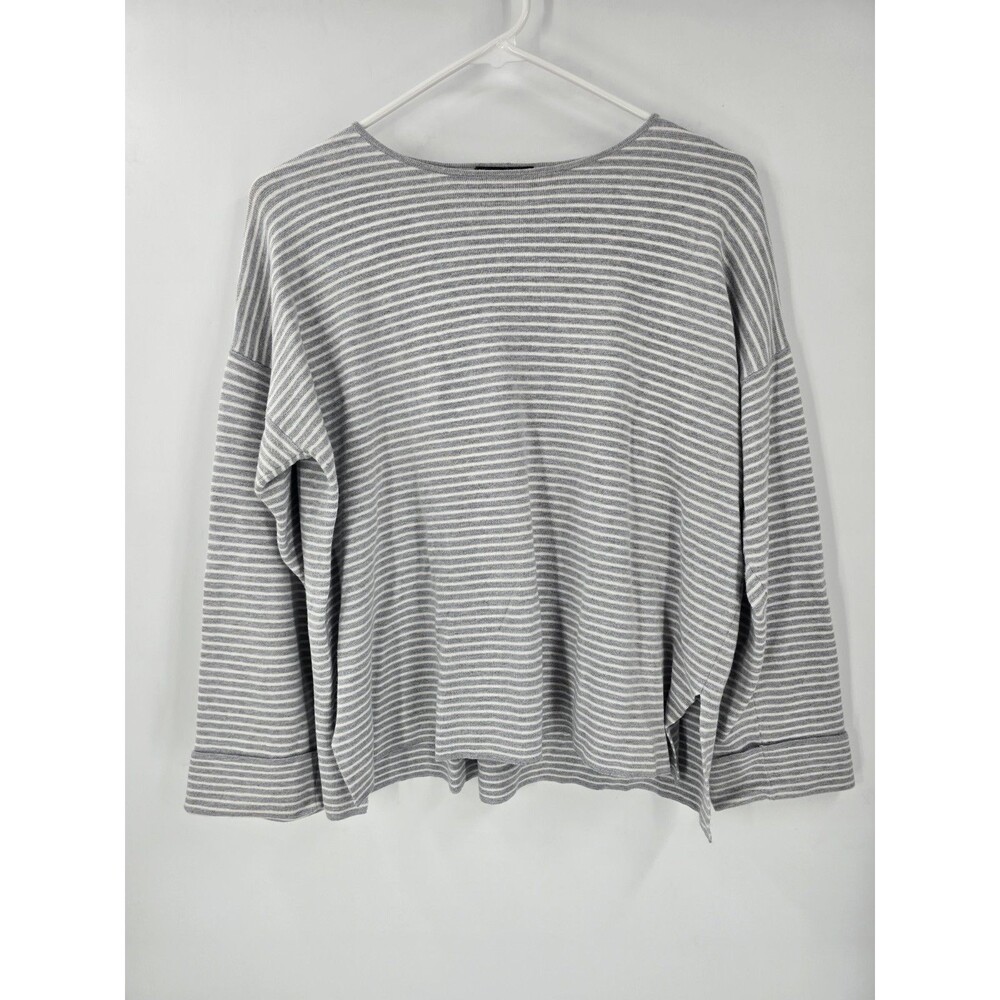 Eileen Fisher Organic Cotton/Silk Stripe Sweater PM Quiet Luxury Lagenlook
